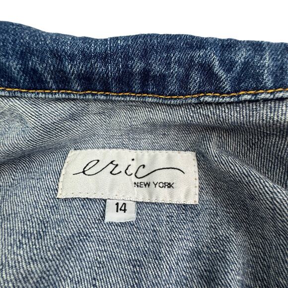 Eric New York Vintage Cotton Stretch Pockets Denim Jacket Women's Size 14 - Picture 5 of 6